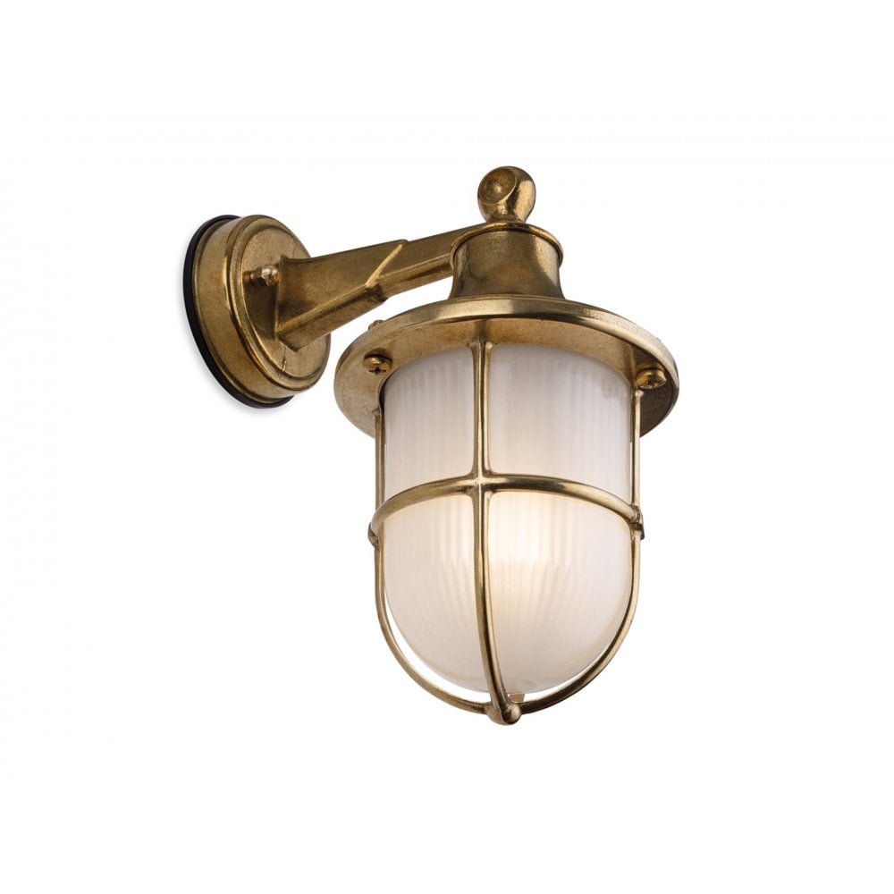 Nautic Outdoor Solid Brass Wall Light In Brass Finish With Frosted Glass IP64 2838BR
