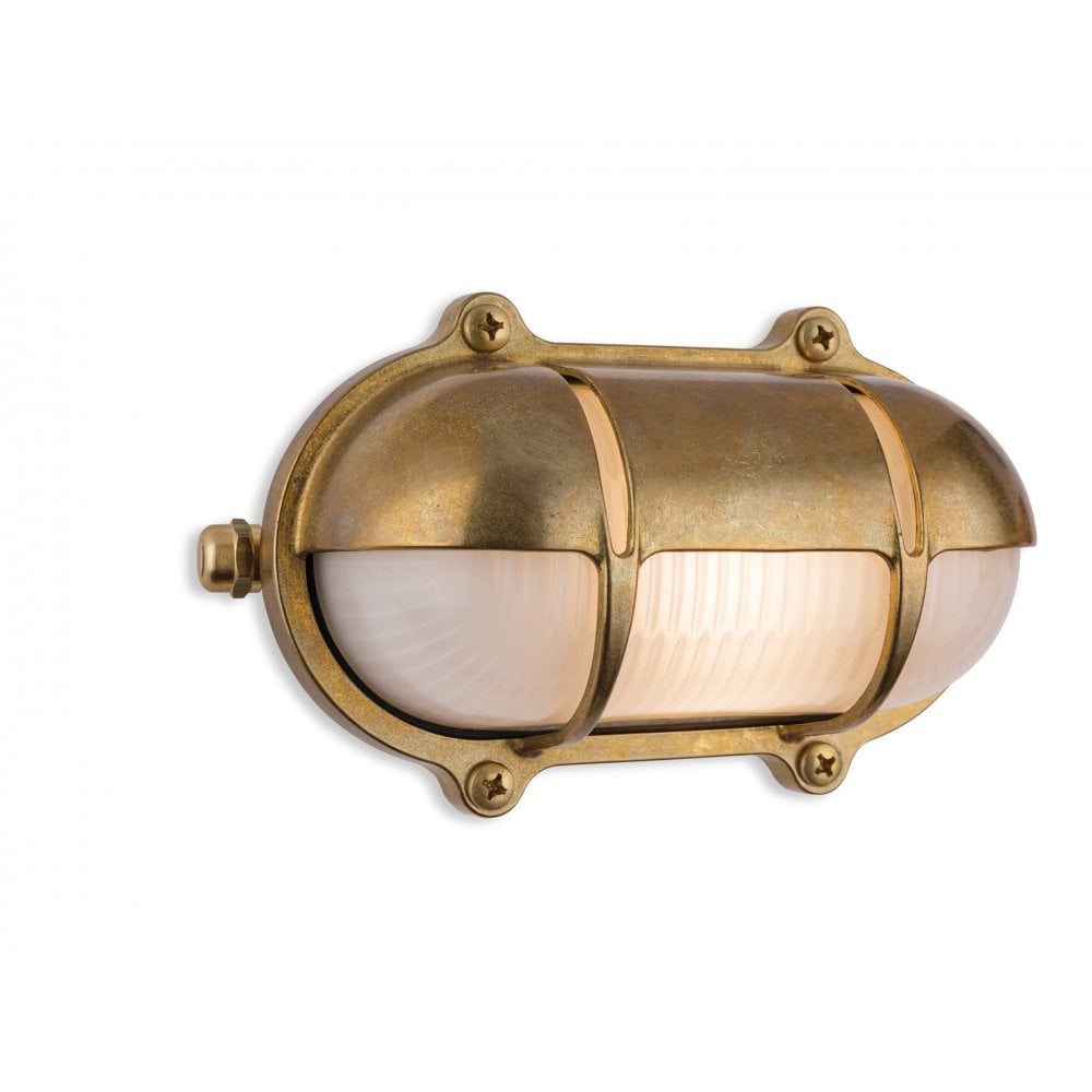 Nautic Outdoor Bulkhead Wall Light In Brass Finish With Frosted Glass IP64 2837BR