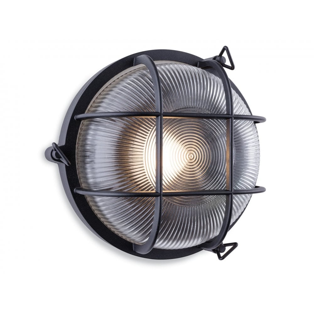 Turin Die Cast Aluminium Round Outdoor Wall Light In Black Finish IP65 2825BK