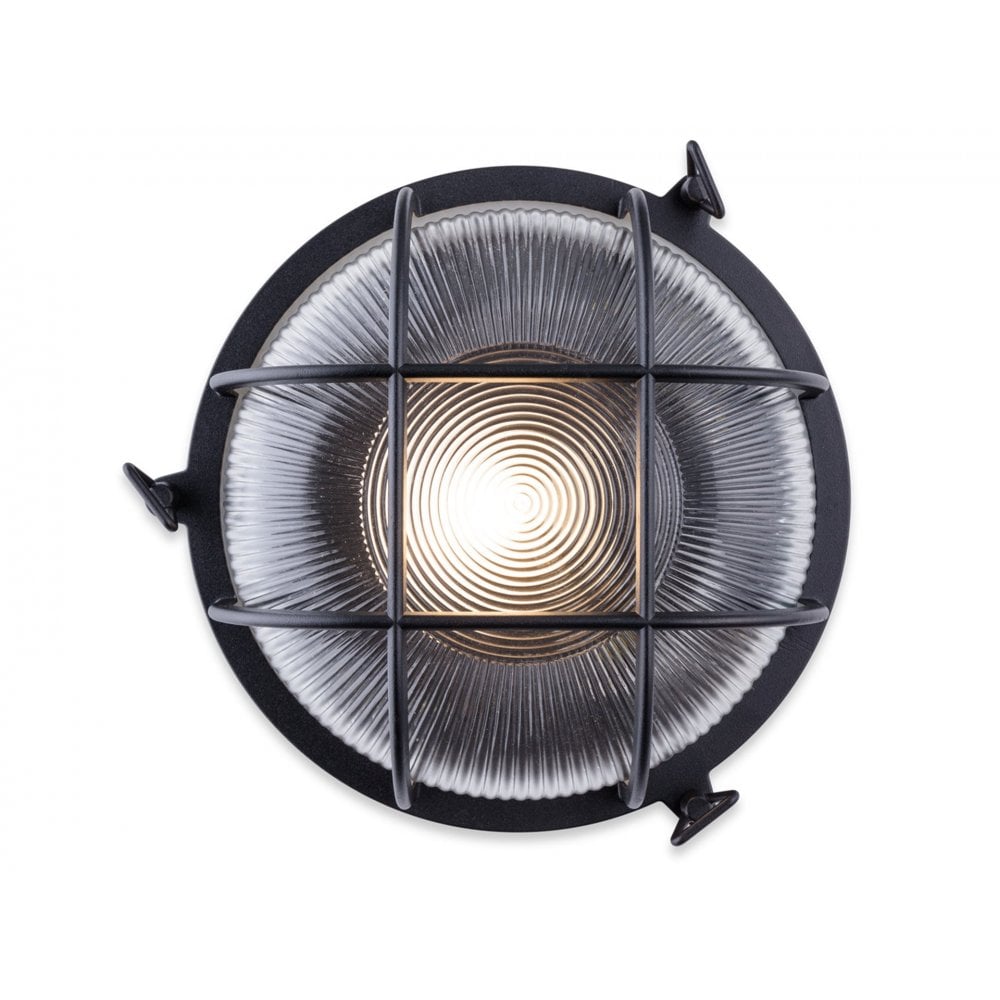 Turin Die Cast Aluminium Round Outdoor Wall Light In Black Finish IP65 2825BK
