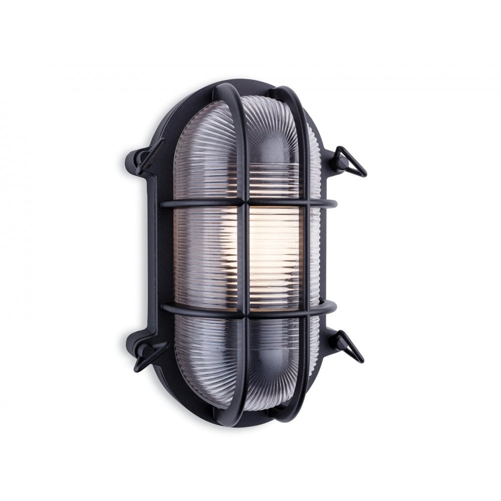 Turin Die Cast Aluminium Oval Outdoor Wall Light In Black Finish IP65 2824BK