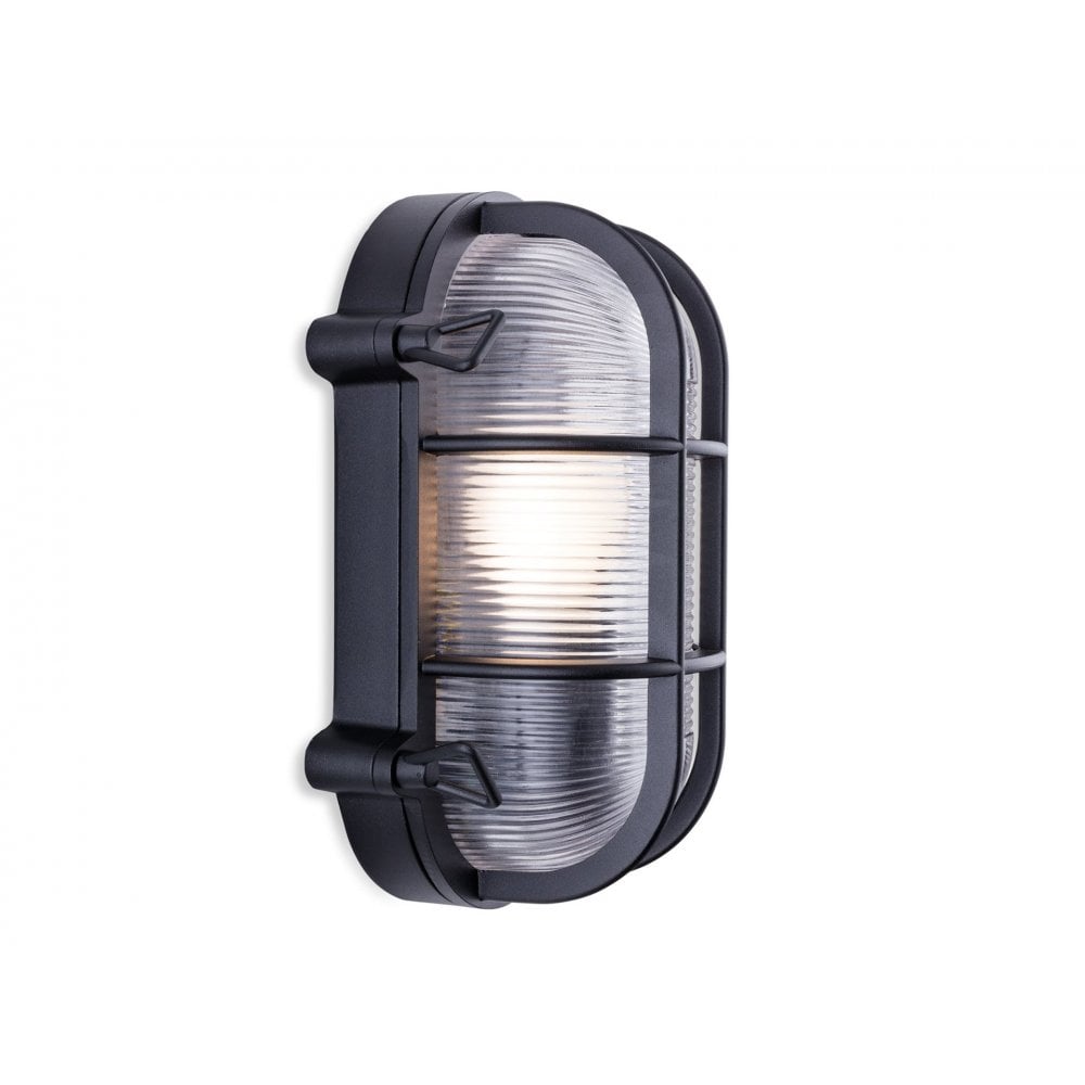 Turin Die Cast Aluminium Oval Outdoor Wall Light In Black Finish IP65 2824BK