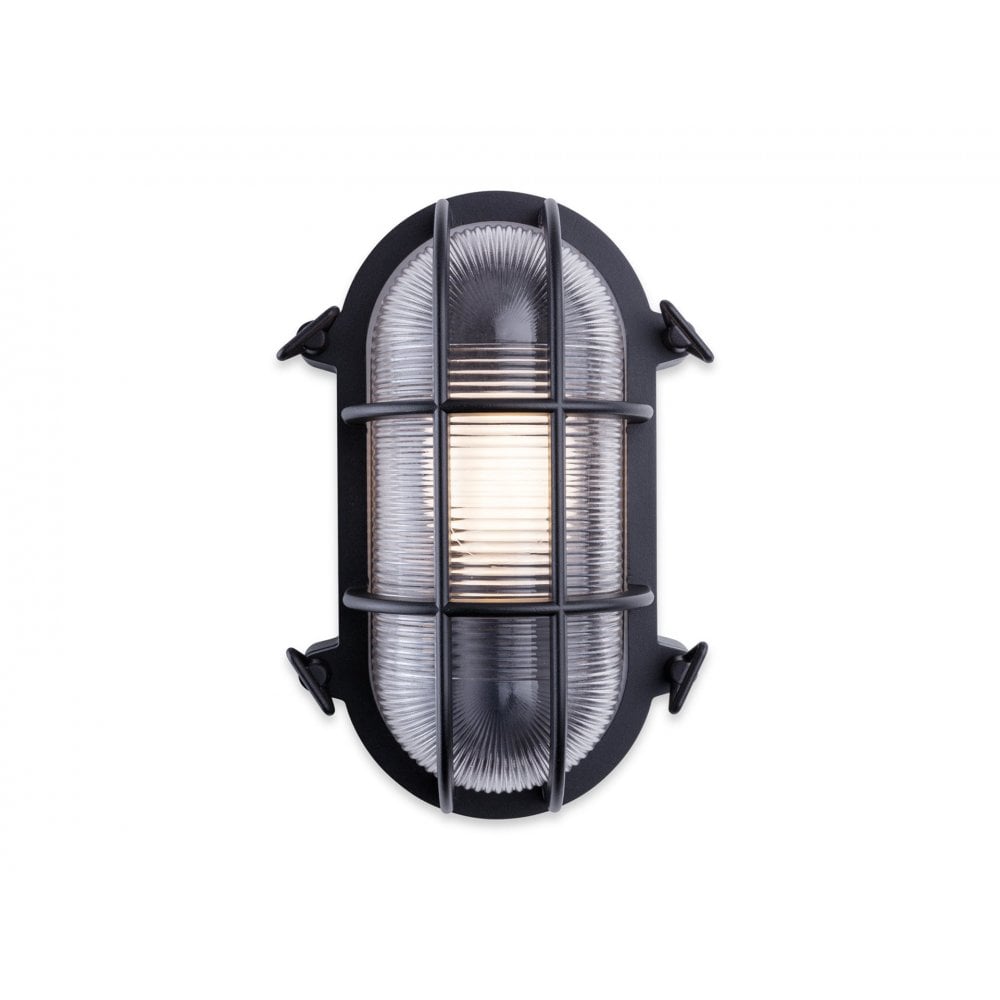 Turin Die Cast Aluminium Oval Outdoor Wall Light In Black Finish IP65 2824BK