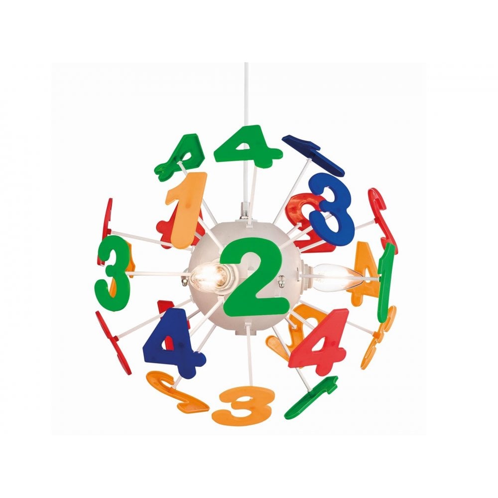 Numbers Children's Ceiling Pendant Light In Multicolour Finish 3741