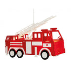 Fire Engine Children's Ceiling Pendant Light In Red And White Finish 2856
