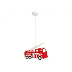 Fire Engine Children's Ceiling Pendant Light In Red And White Finish 2856