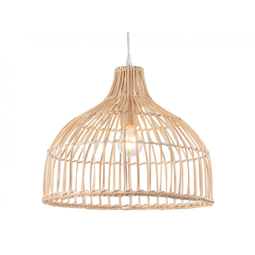 Rattan Single Ceiling Pendant Light In Natural Rattan Finish 2903