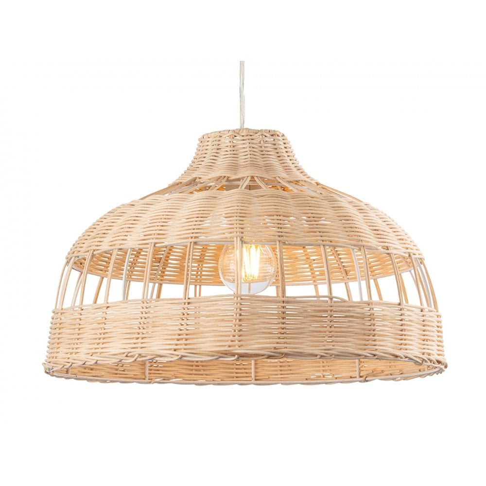 Rattan Single Ceiling Pendant Light In Natural Rattan Finish 2901