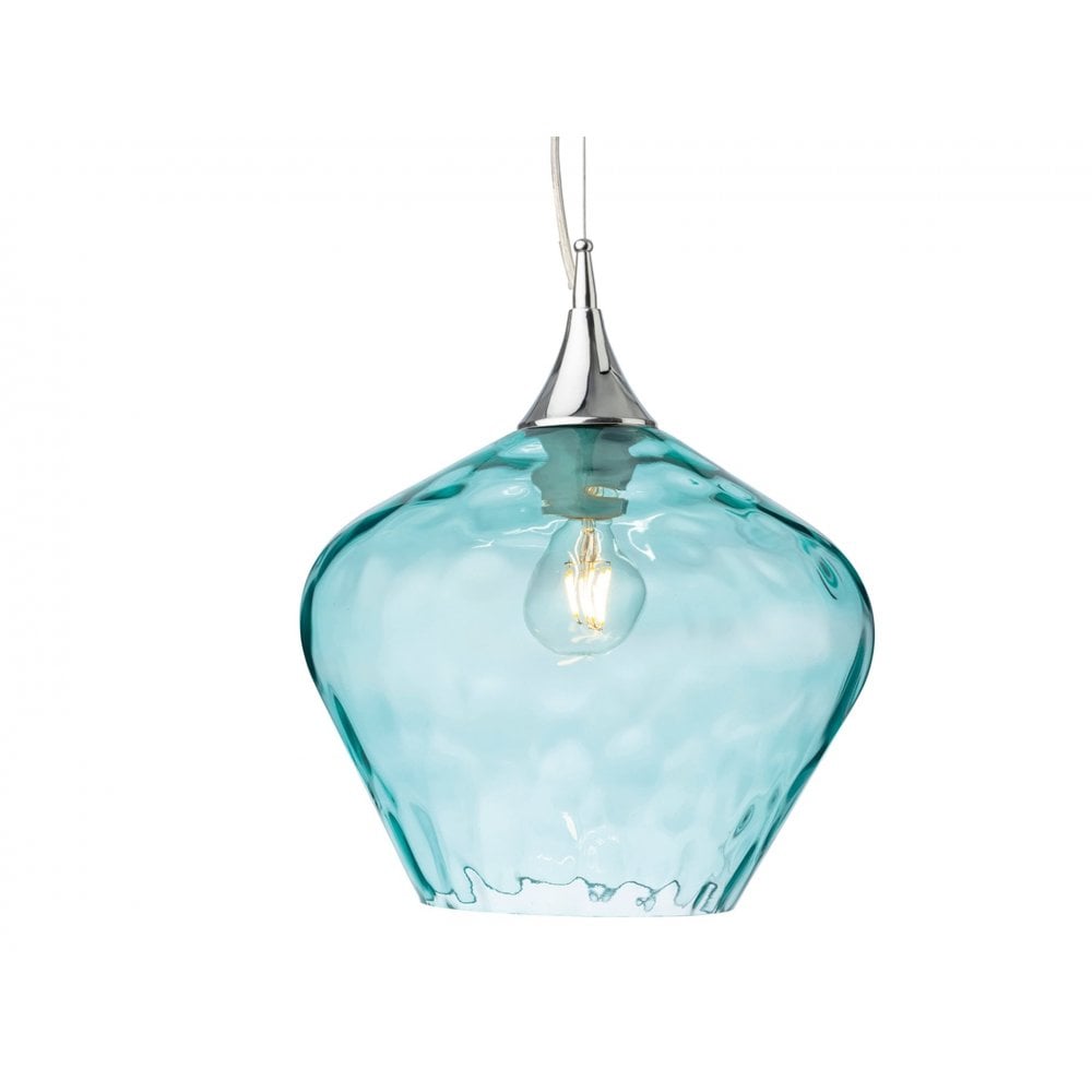 Titan Single Classic Ceiling Pendant Light With Aqua Glass 2930AQ