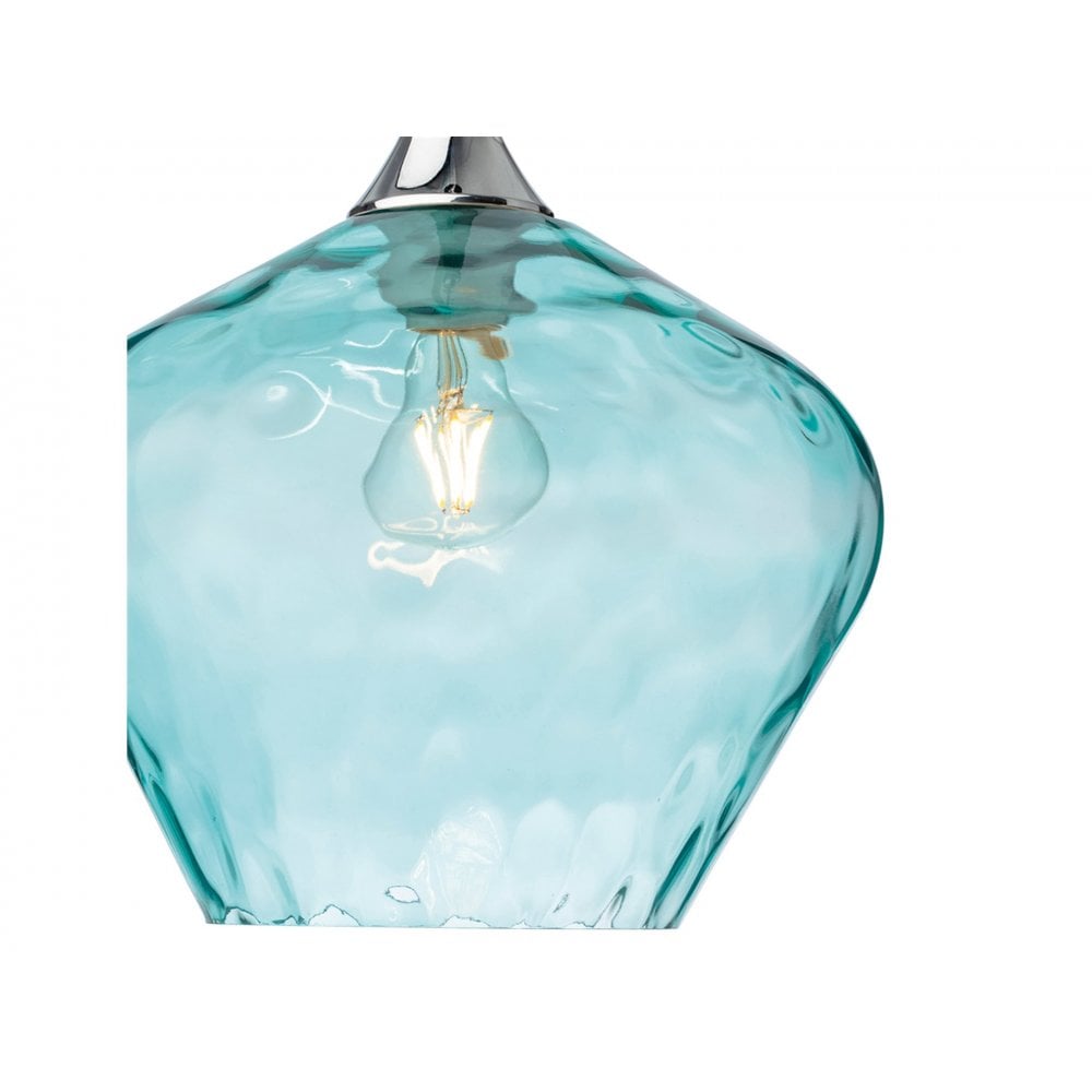 Titan Single Classic Ceiling Pendant Light With Aqua Glass 2930AQ