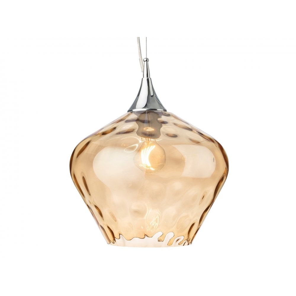 Titan Single Classic Ceiling Pendant Light With Amber Glass 2930AM