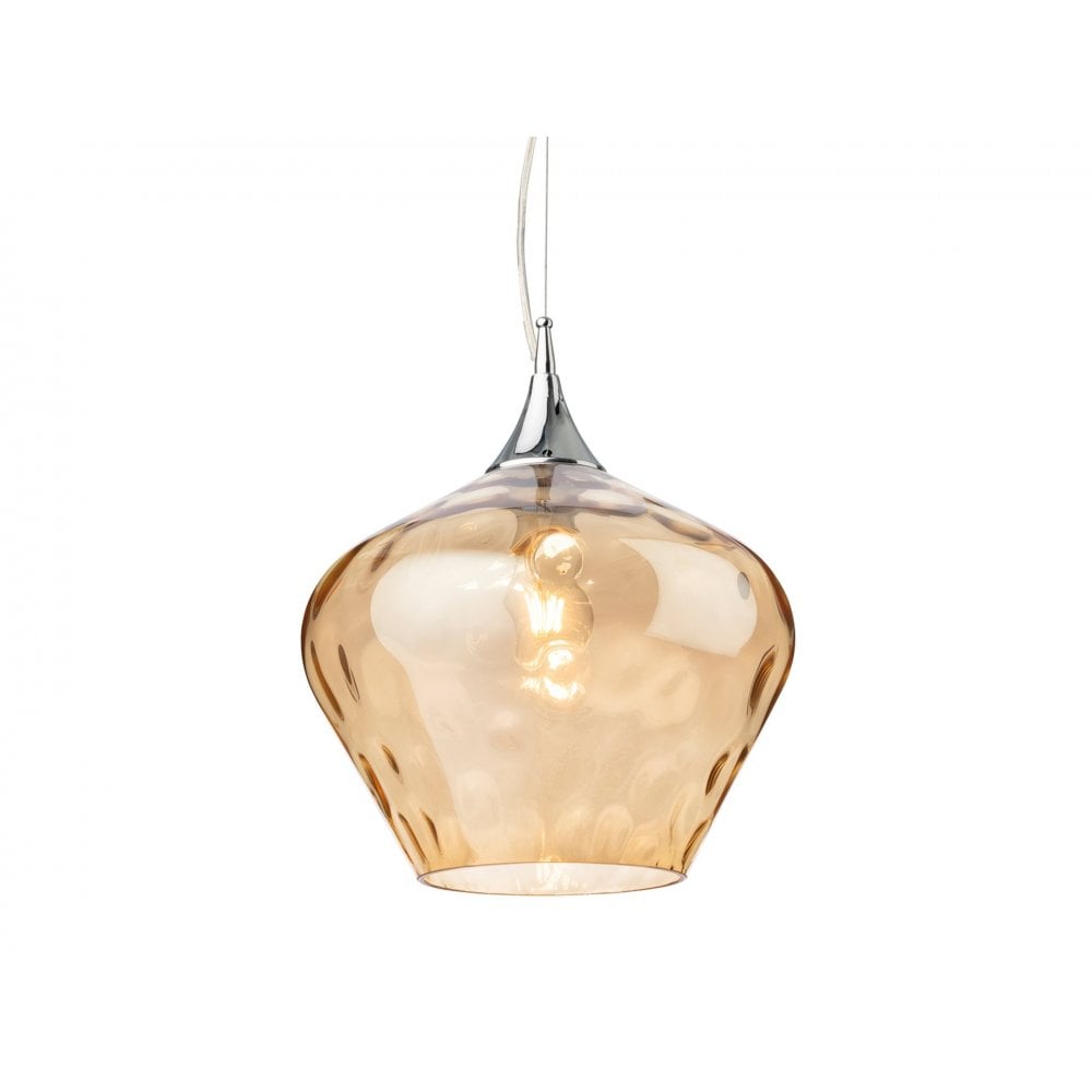 Titan Single Classic Ceiling Pendant Light With Amber Glass 2930AM
