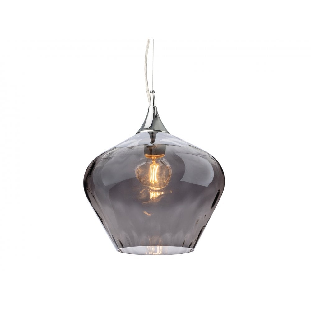 Titan Single Classic Ceiling Pendant Light With Smoked Glass 2930SM
