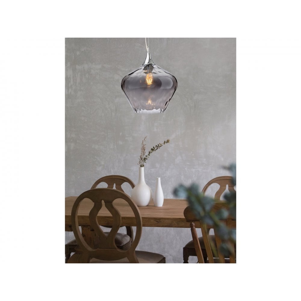 Titan Single Classic Ceiling Pendant Light With Smoked Glass 2930SM