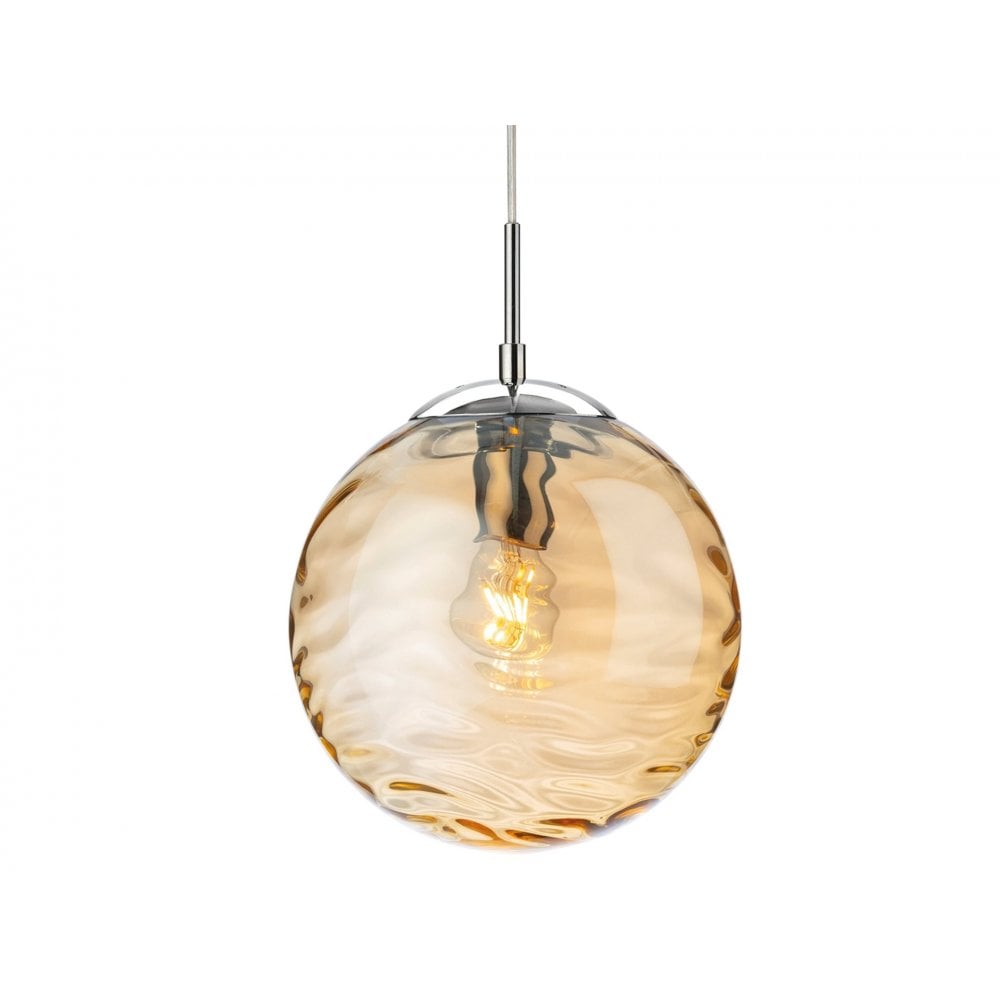 Mercury Stunning Ceiling Pendant Light With Amber Round Glass 2929AM
