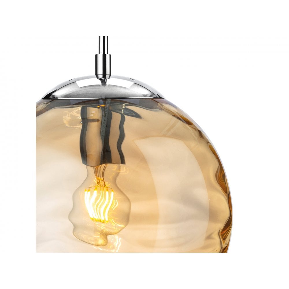 Mercury Stunning Ceiling Pendant Light With Amber Round Glass 2929AM