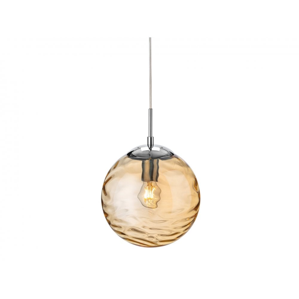 Mercury Stunning Ceiling Pendant Light With Amber Round Glass 2929AM