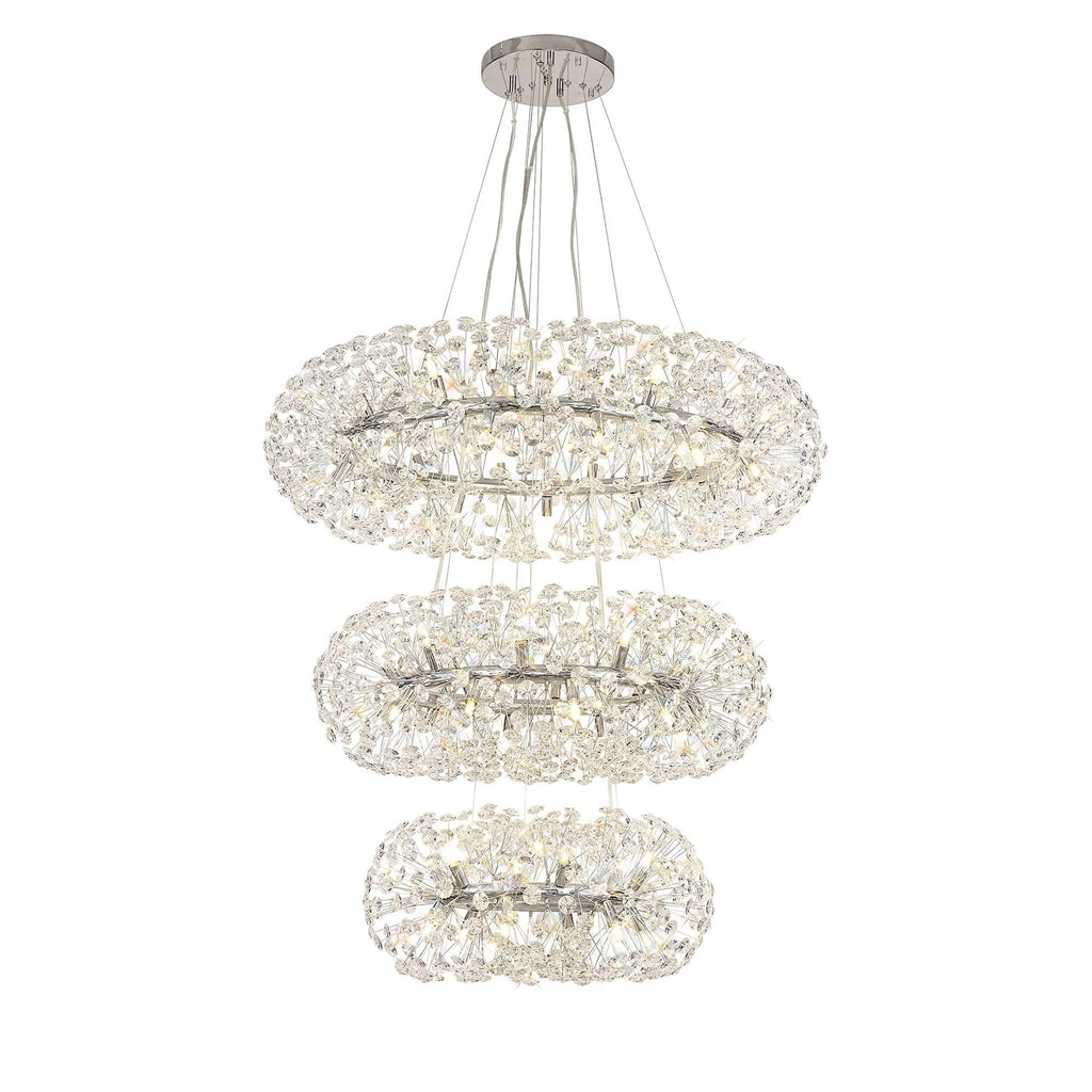 Fusion Stunning 3 Tier 58 Light Ceiling Pendant Light in Polished Chrome Finish PL702147