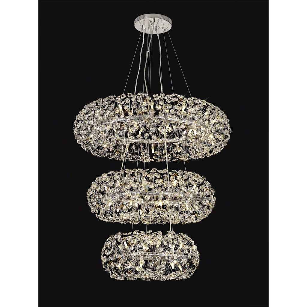Fusion Stunning 3 Tier 58 Light Ceiling Pendant Light in Polished Chrome Finish PL702147