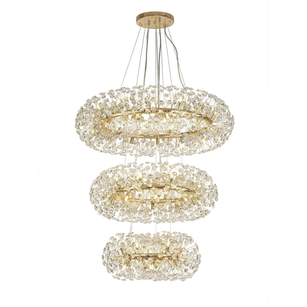 Fusion Stunning 3 Tier 58 Light Ceiling Pendant Light in French Gold Finish PL702148
