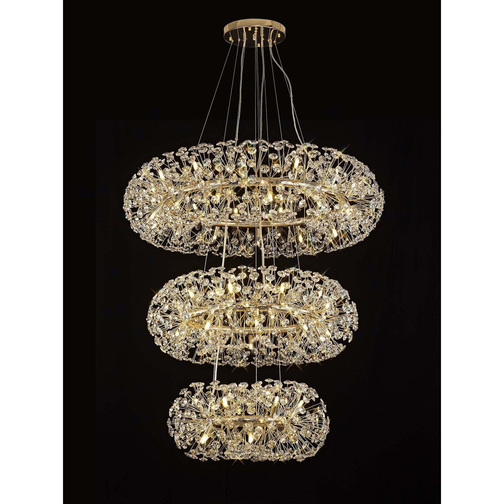 Fusion Stunning 3 Tier 58 Light Ceiling Pendant Light in French Gold Finish PL702148