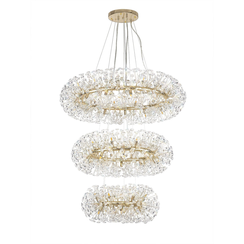 Fusion Stunning 3 Tier 58 Light Ceiling Pendant Light in French Gold Finish PL702148
