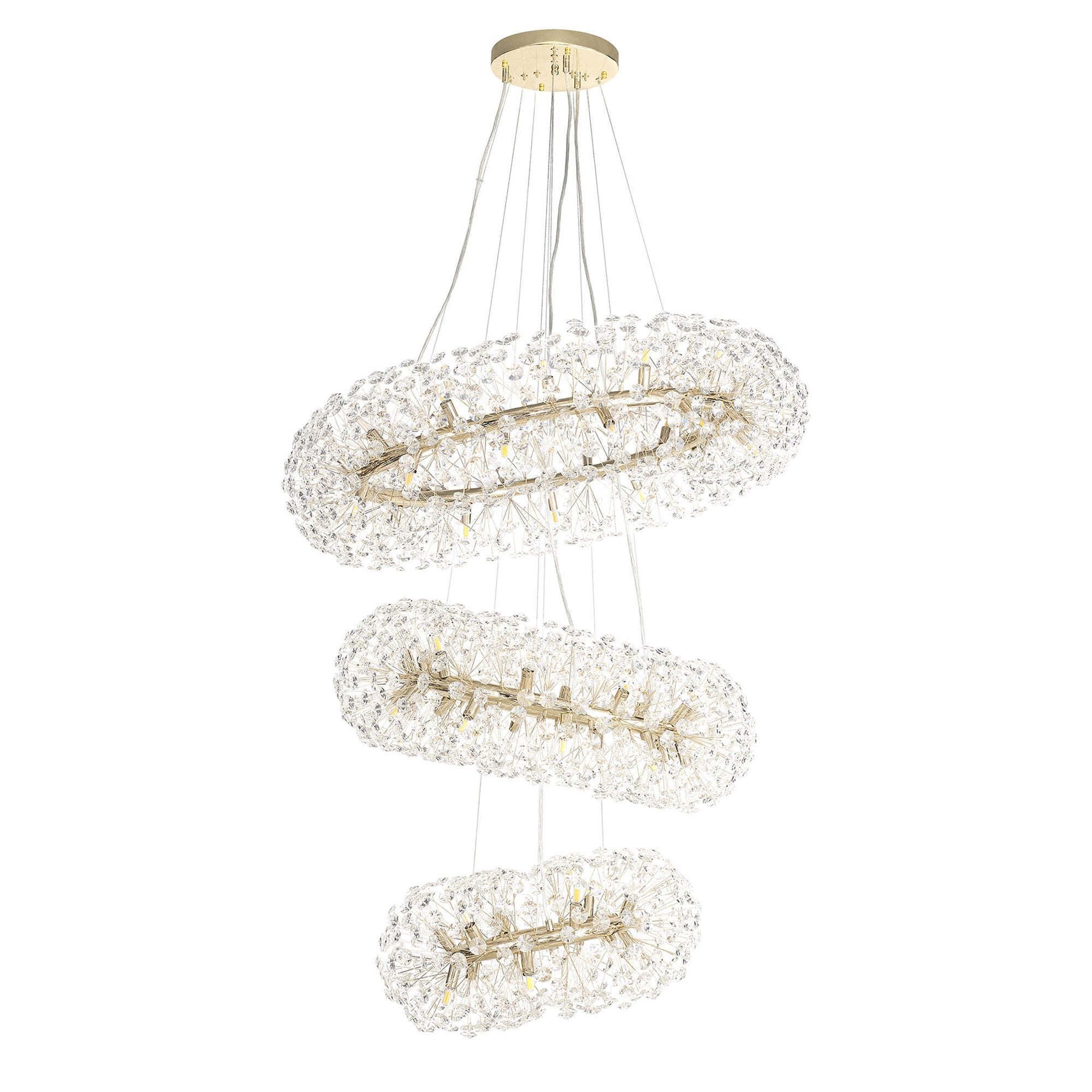 Fusion Stunning 3 Tier 58 Light Ceiling Pendant Light in French Gold Finish PL702148