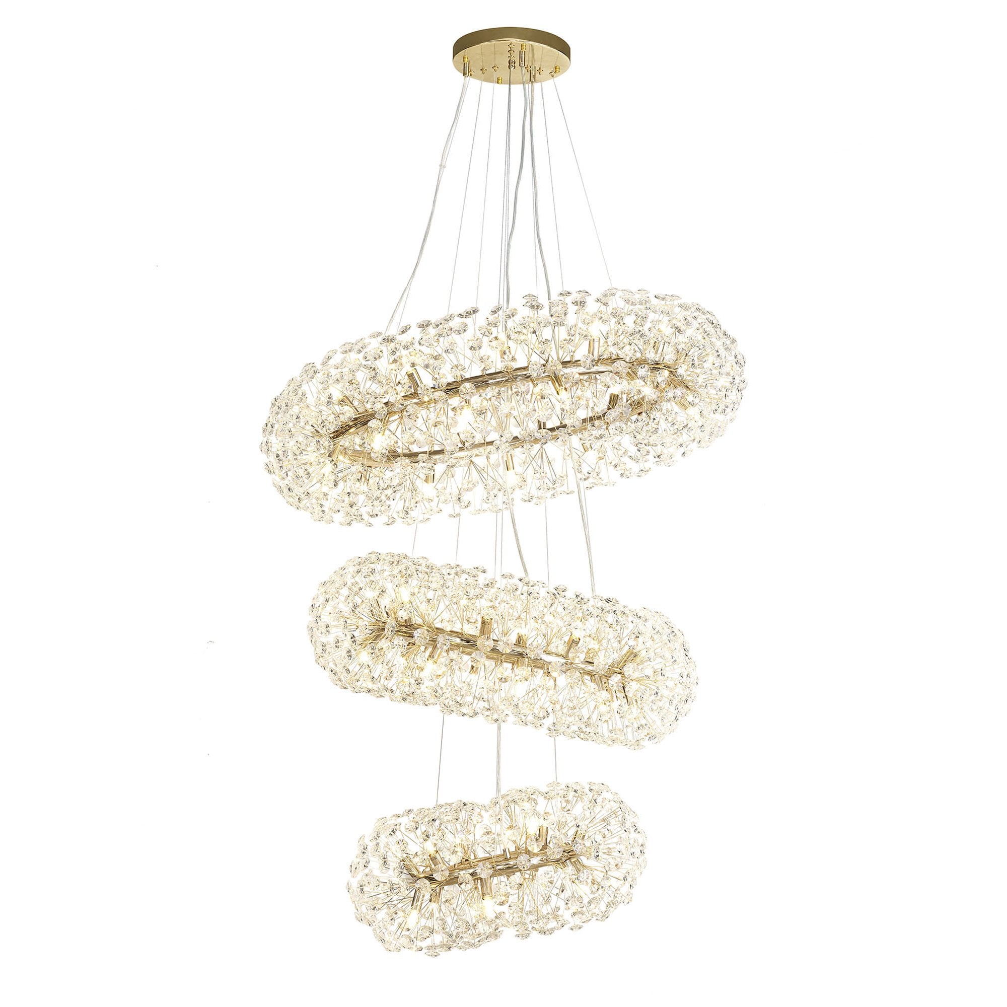 Fusion Stunning 3 Tier 58 Light Ceiling Pendant Light in French Gold Finish PL702148