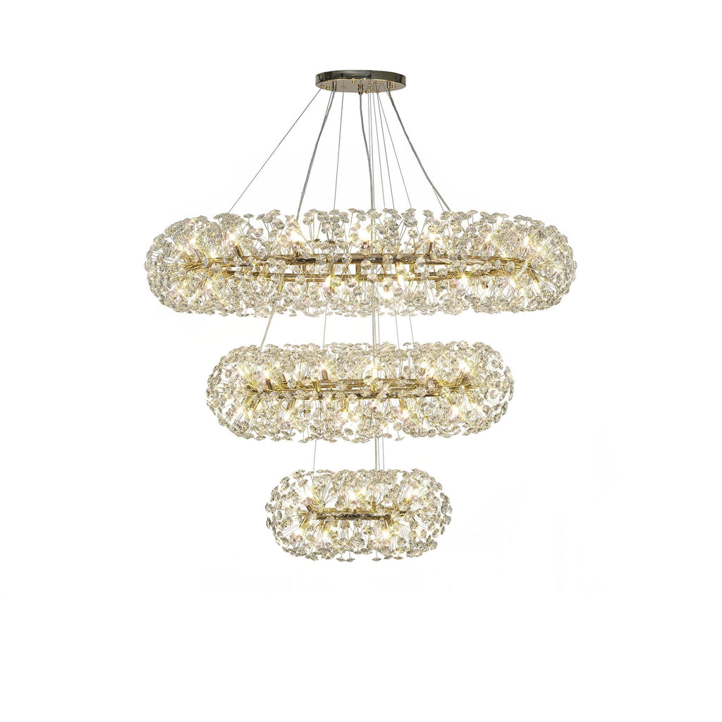 Fusion Stunning 3 Tier 74 Light Ceiling Pendant Light in French Gold Finish PL701983