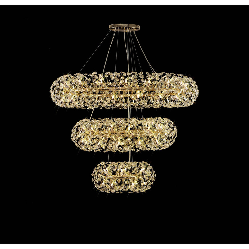 Fusion Stunning 3 Tier 74 Light Ceiling Pendant Light in French Gold Finish PL701983