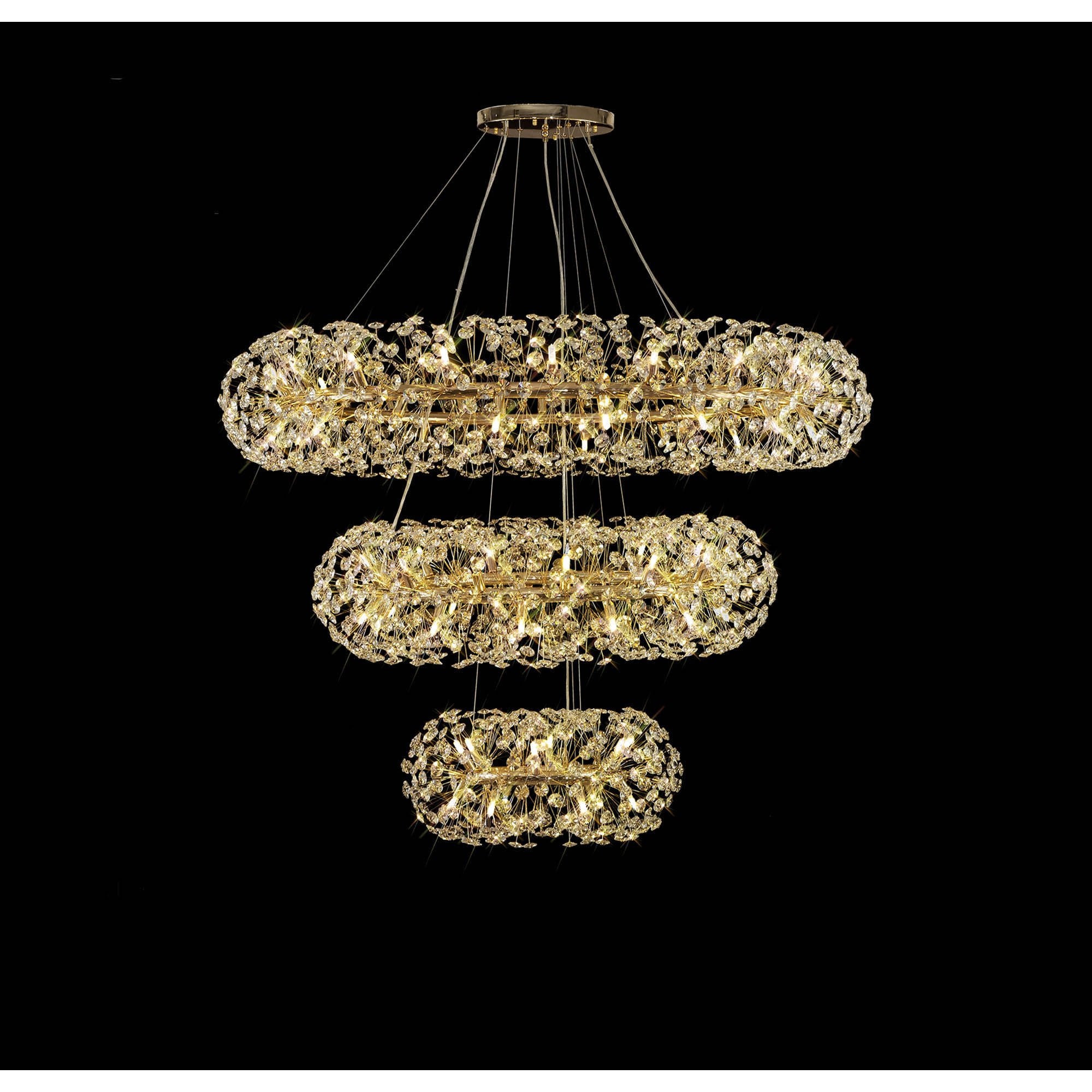 Fusion Stunning 3 Tier 74 Light Ceiling Pendant Light in French Gold Finish PL701983