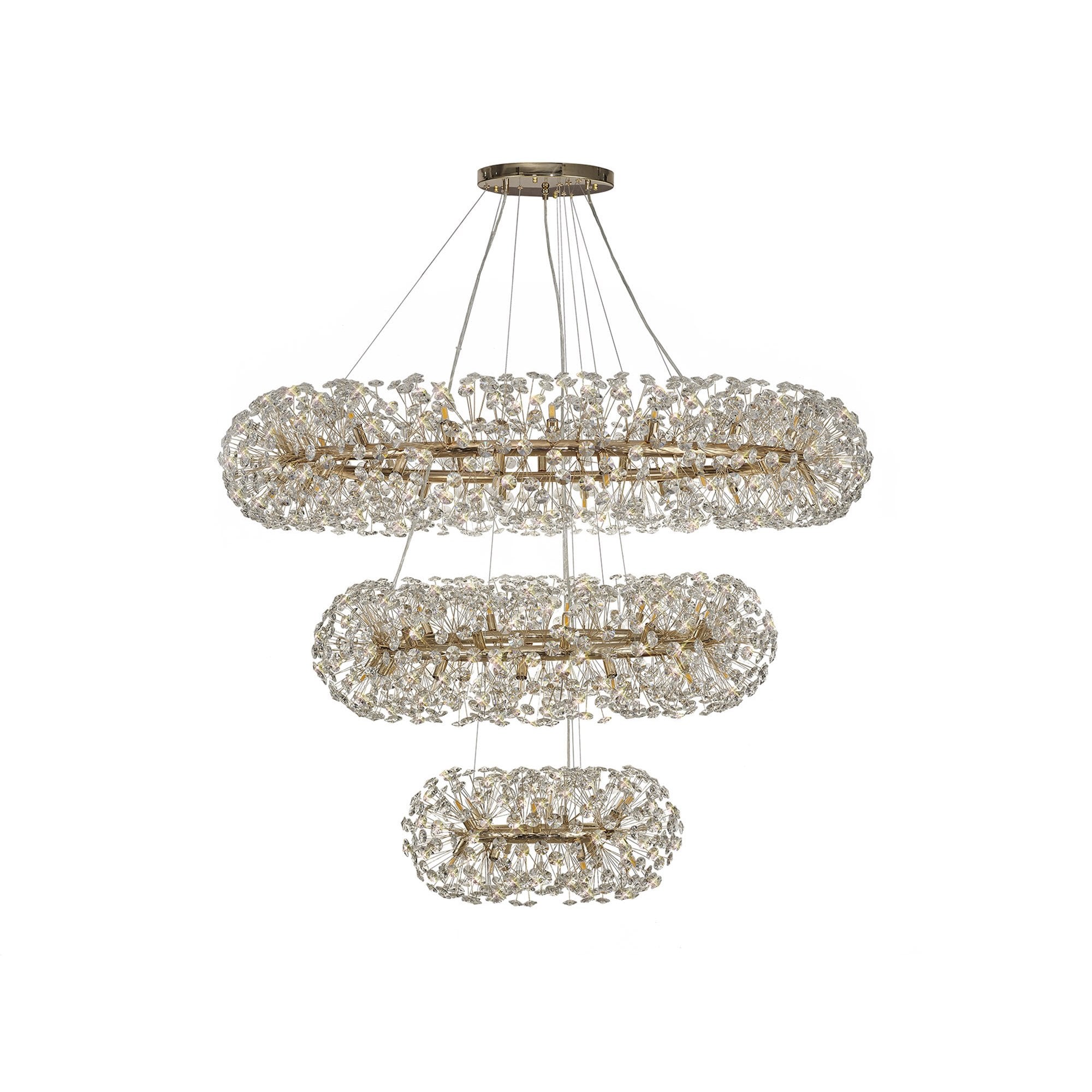 Fusion Stunning 3 Tier 74 Light Ceiling Pendant Light in French Gold Finish PL701983