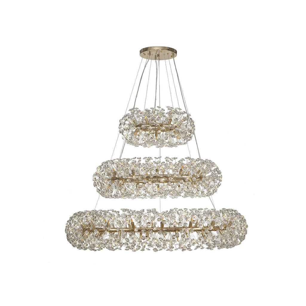 Fusion Stunning 3 Tier 74 Light Ceiling Pendant Light in French Gold Finish PL701983