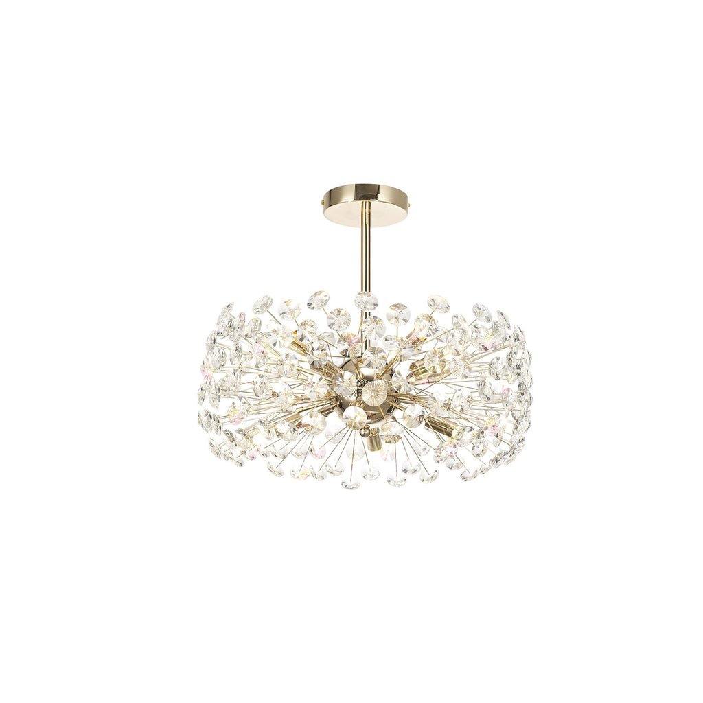 Fusion Stunning Crystal Semi Flush Ceiling Light in French Gold Finish PL701982