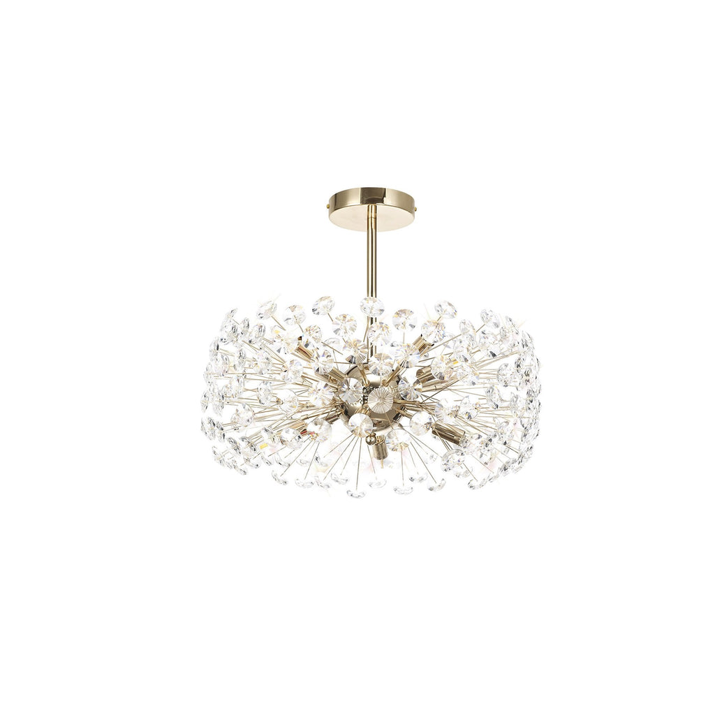 Fusion Stunning Crystal Semi Flush Ceiling Light in French Gold Finish PL701982