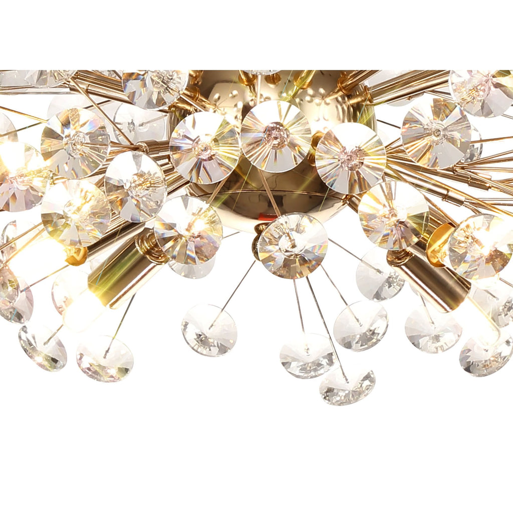 Fusion Stunning Crystal Semi Flush Ceiling Light in French Gold Finish PL701982