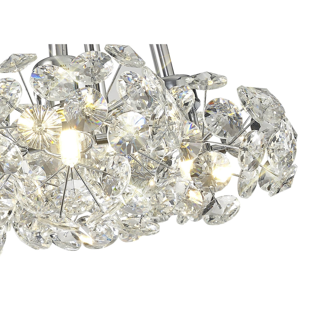 Fusion Stunning 7 Light Crystal Cluster Pendant Light in Polished Chrome Finish PLK01384