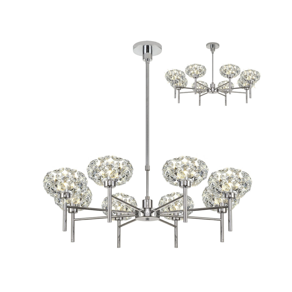 Fusion Stunning Crystal 8 Light Multiarm Ceiling Pendant Light in Chrome Finish PLK01393