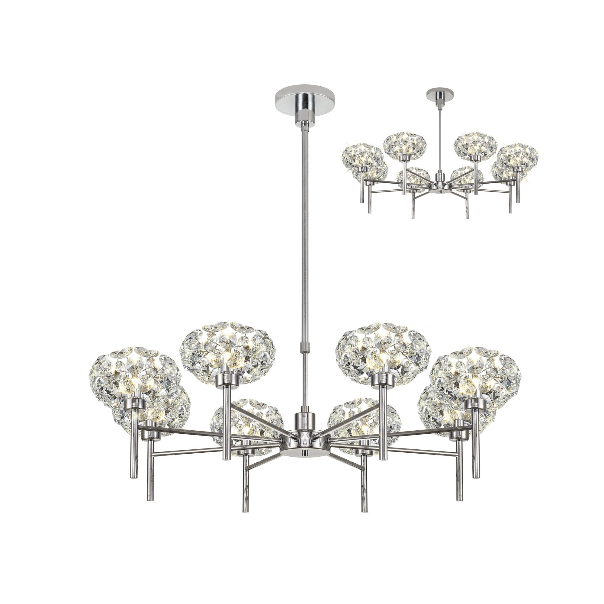 Fusion Stunning Crystal 8 Light Multiarm Ceiling Pendant Light in Chrome Finish PLK01393