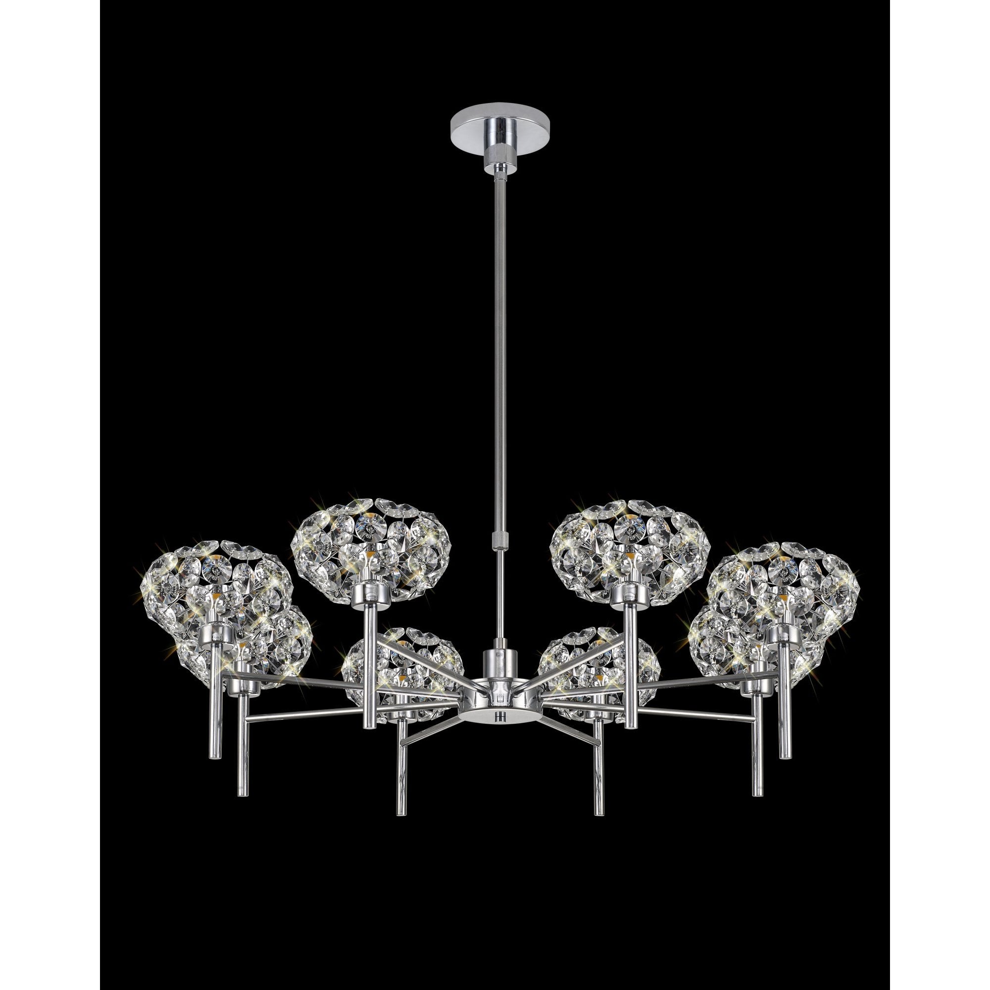 Fusion Stunning Crystal 8 Light Multiarm Ceiling Pendant Light in Chrome Finish PLK01393