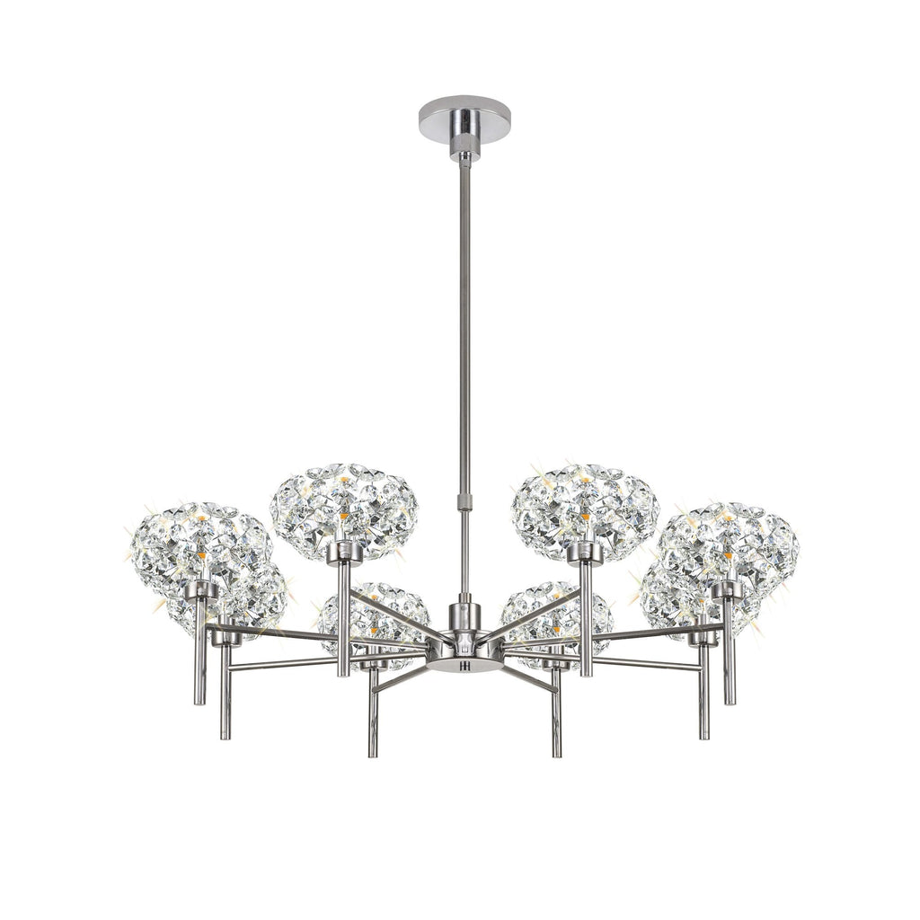 Fusion Stunning Crystal 8 Light Multiarm Ceiling Pendant Light in Chrome Finish PLK01393