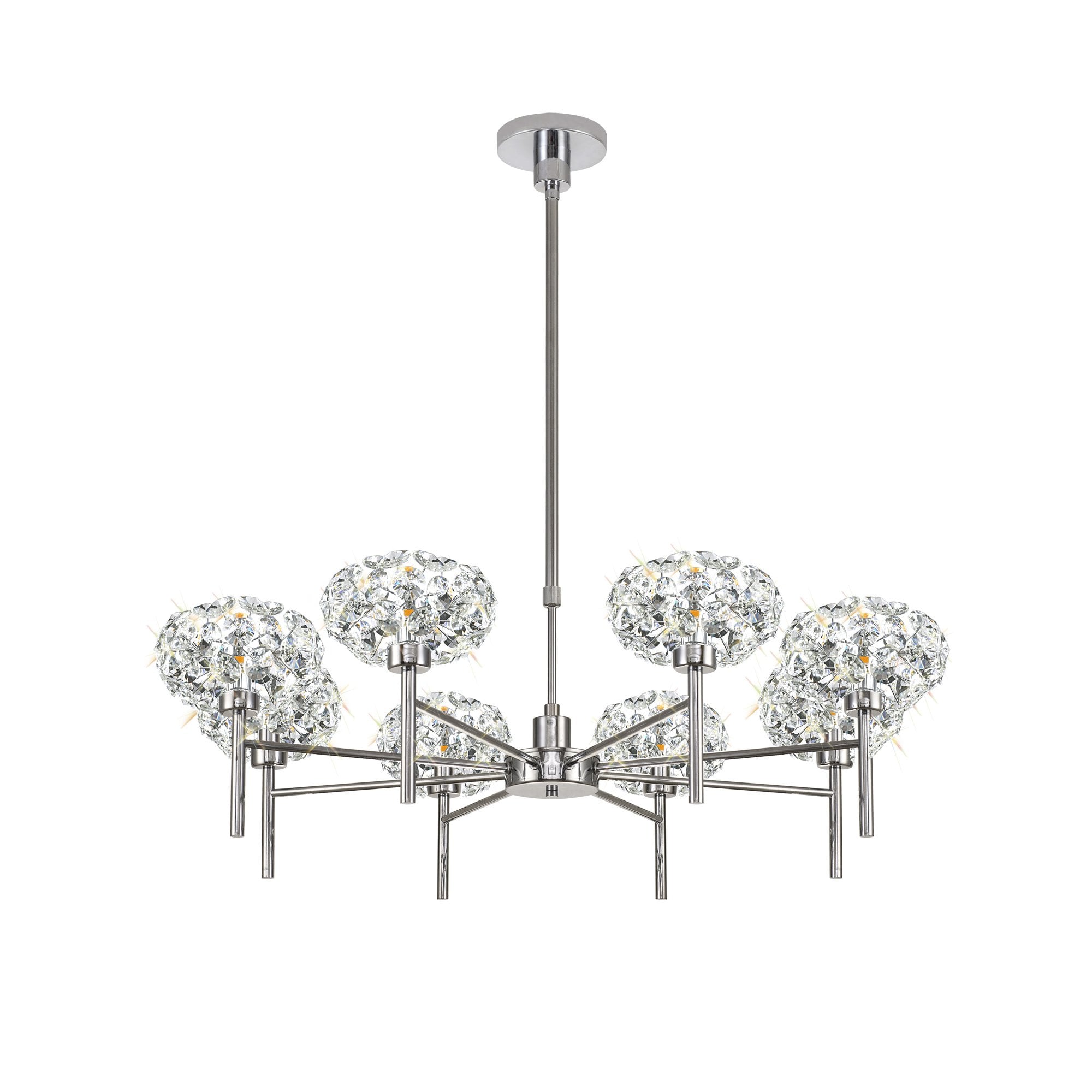 Fusion Stunning Crystal 8 Light Multiarm Ceiling Pendant Light in Chrome Finish PLK01393