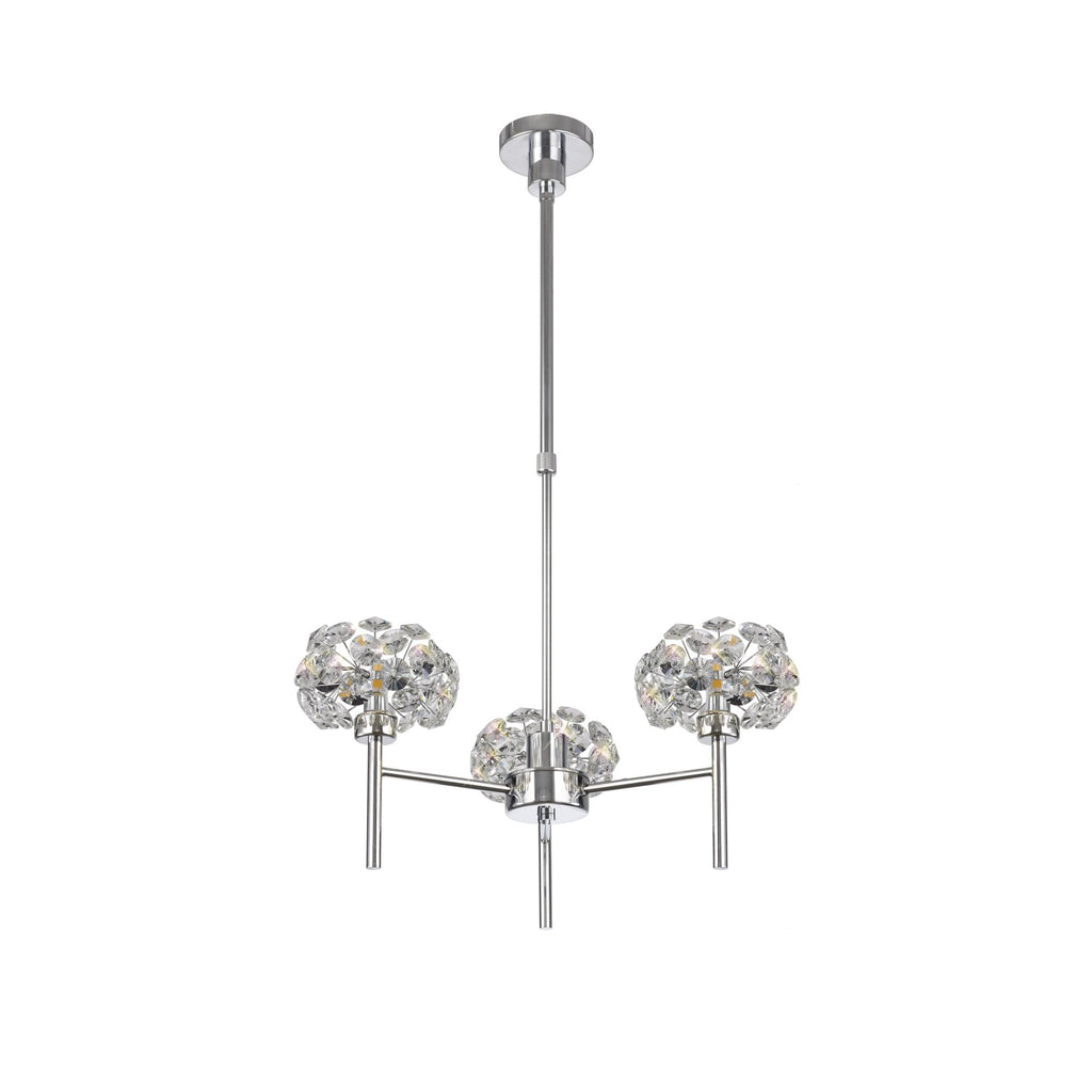 Fusion Stunning Crystal 3 Light Multiarm Ceiling Pendant Light in Chrome Finish PLK01391