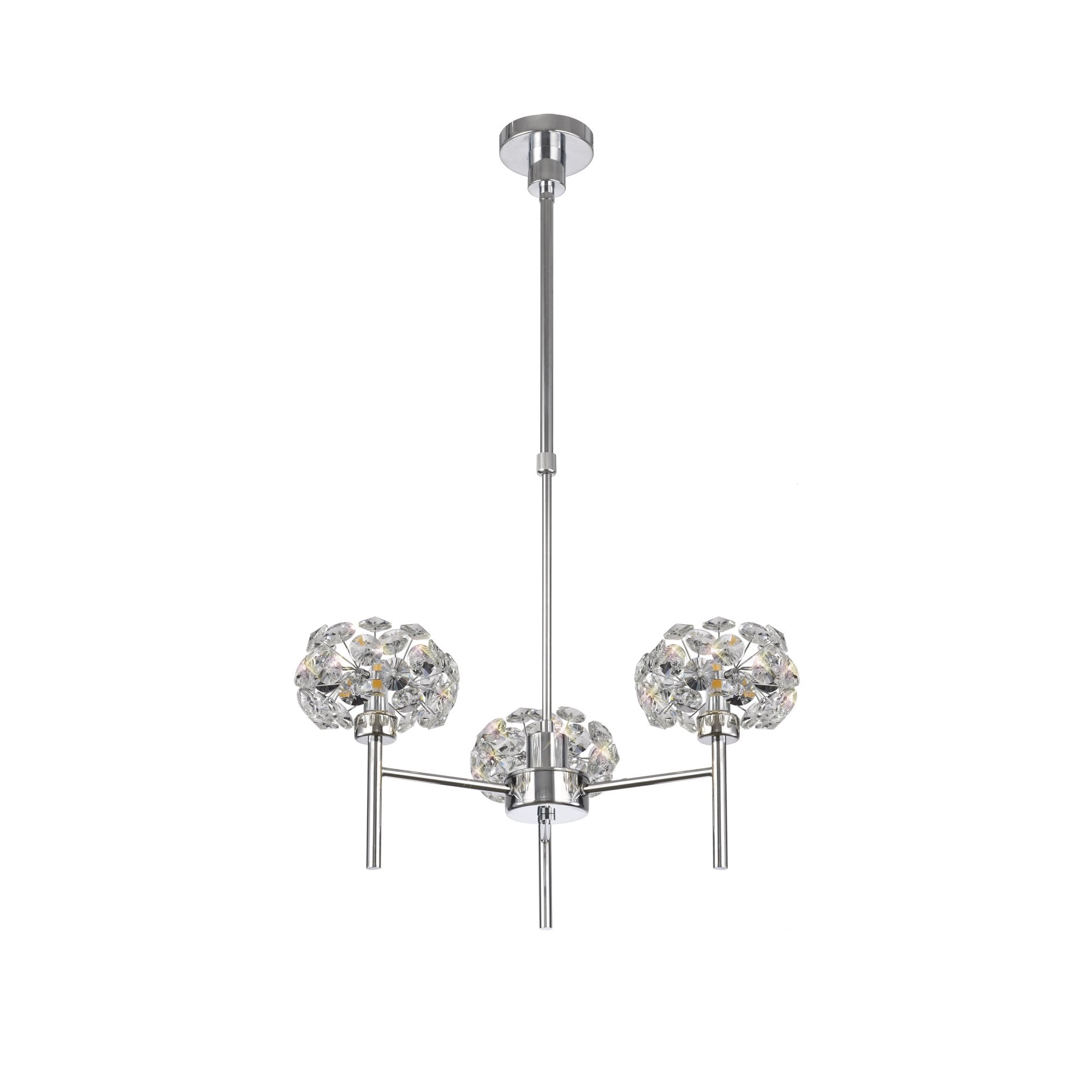 Fusion Stunning Crystal 3 Light Multiarm Ceiling Pendant Light in Chrome Finish PLK01391