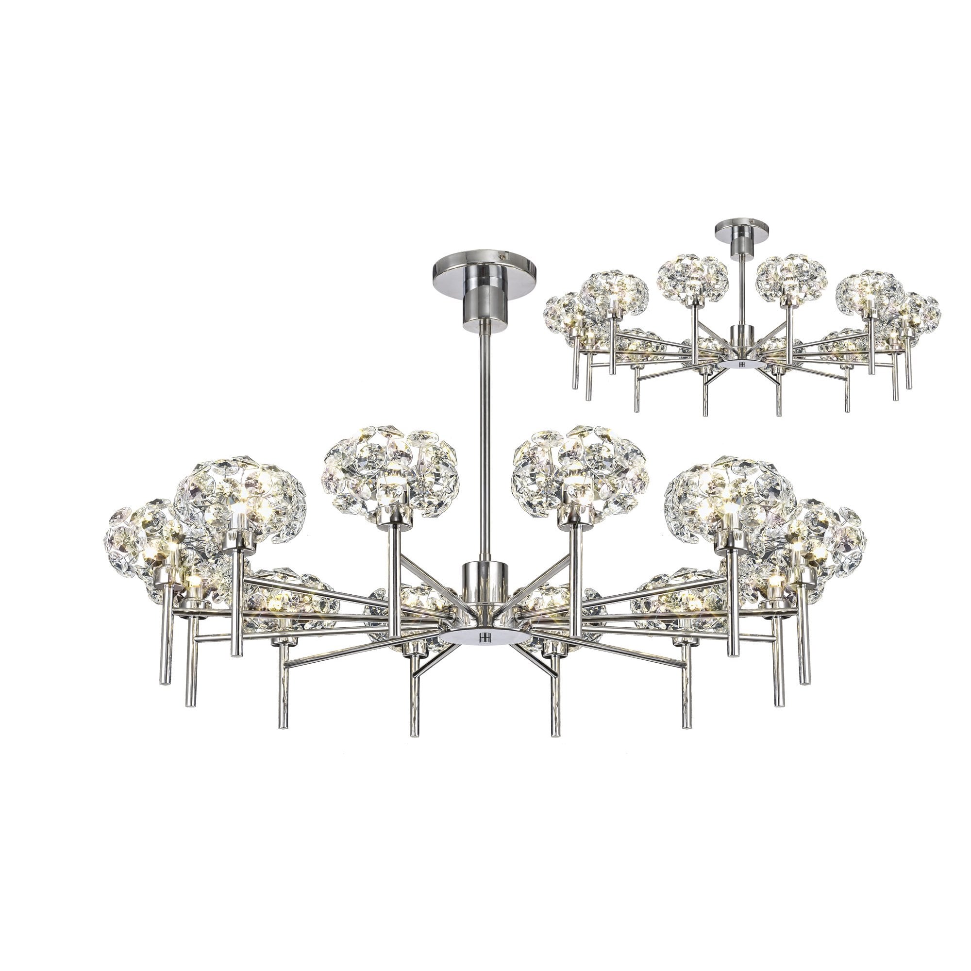 Fusion Stunning Crystal 12 Light Multiarm Ceiling Pendant Light in Chrome Finish PLK01396