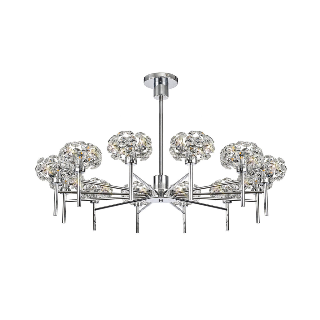 Fusion Stunning Crystal 12 Light Multiarm Ceiling Pendant Light in Chrome Finish PLK01396