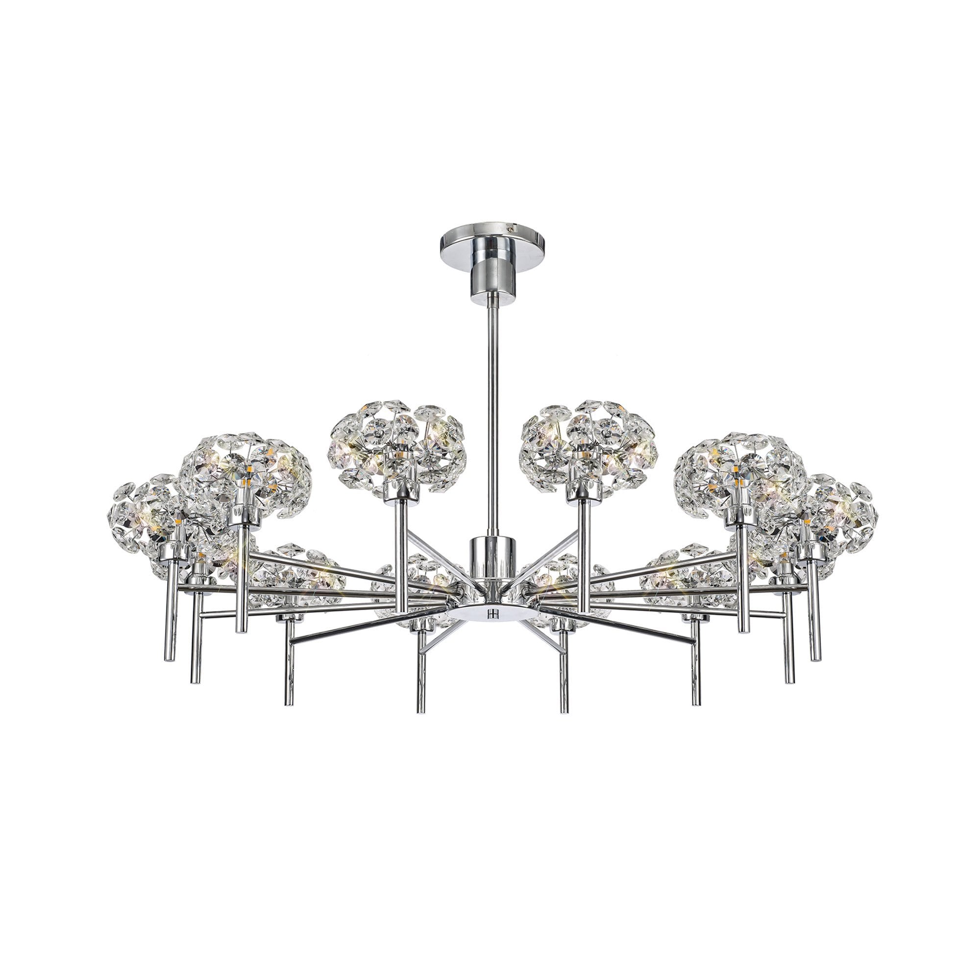 Fusion Stunning Crystal 12 Light Multiarm Ceiling Pendant Light in Chrome Finish PLK01396