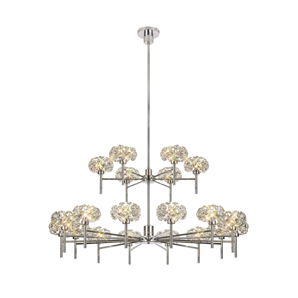 Fusion Stunning Crystal 2 Tier 20 Light Multiarm Ceiling Light in Chrome Finish PLK01397