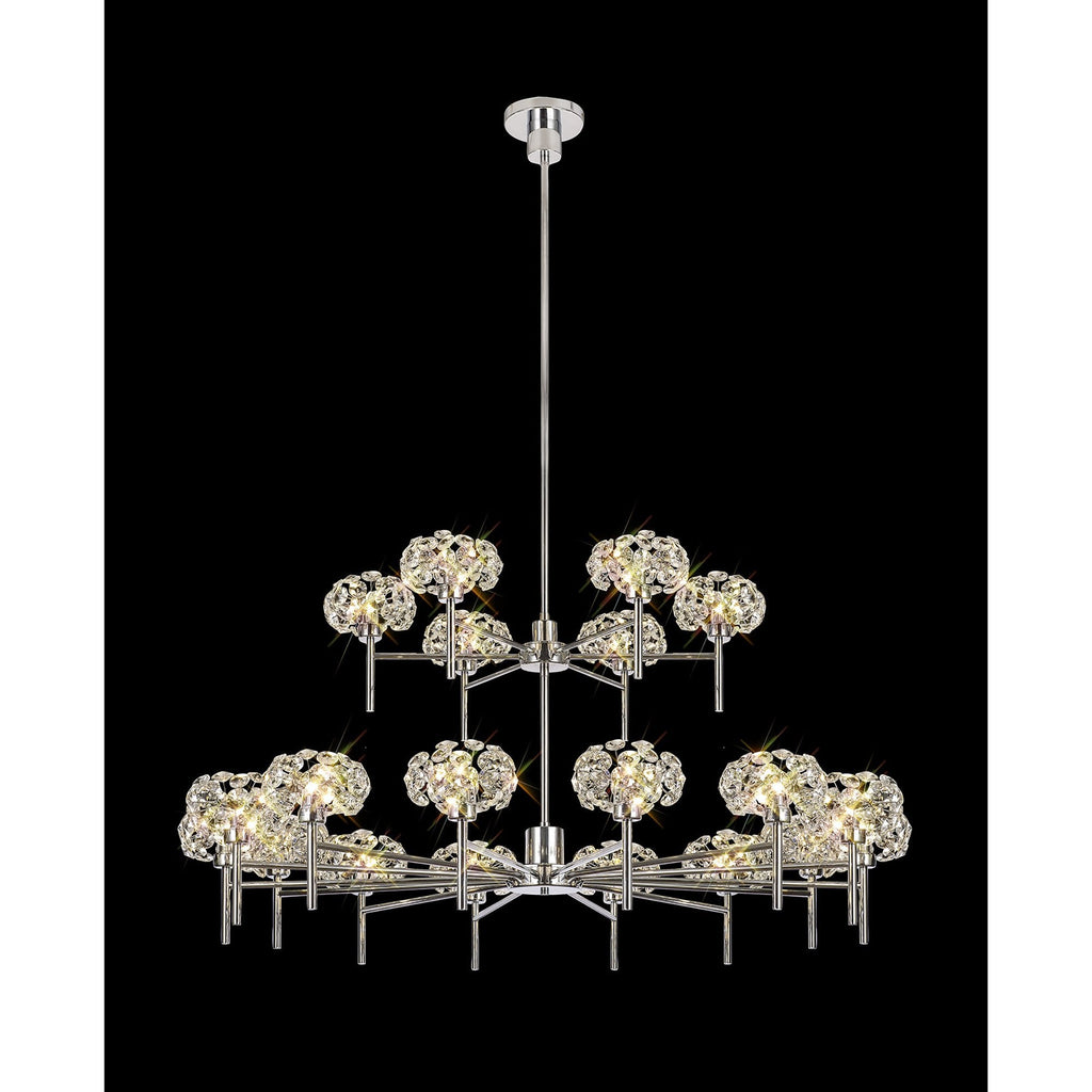 Fusion Stunning Crystal 2 Tier 20 Light Multiarm Ceiling Light in Chrome Finish PLK01397