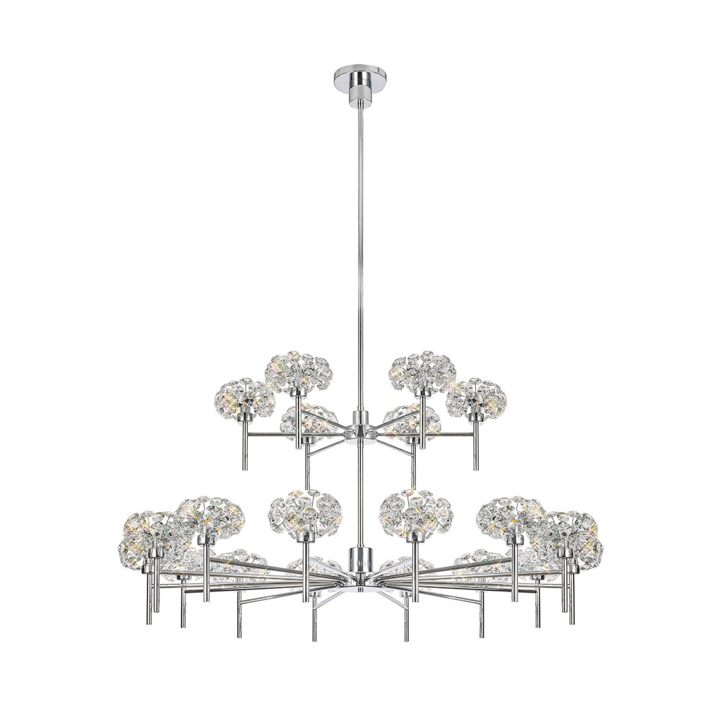 Fusion Stunning Crystal 2 Tier 20 Light Multiarm Ceiling Light in Chrome Finish PLK01397